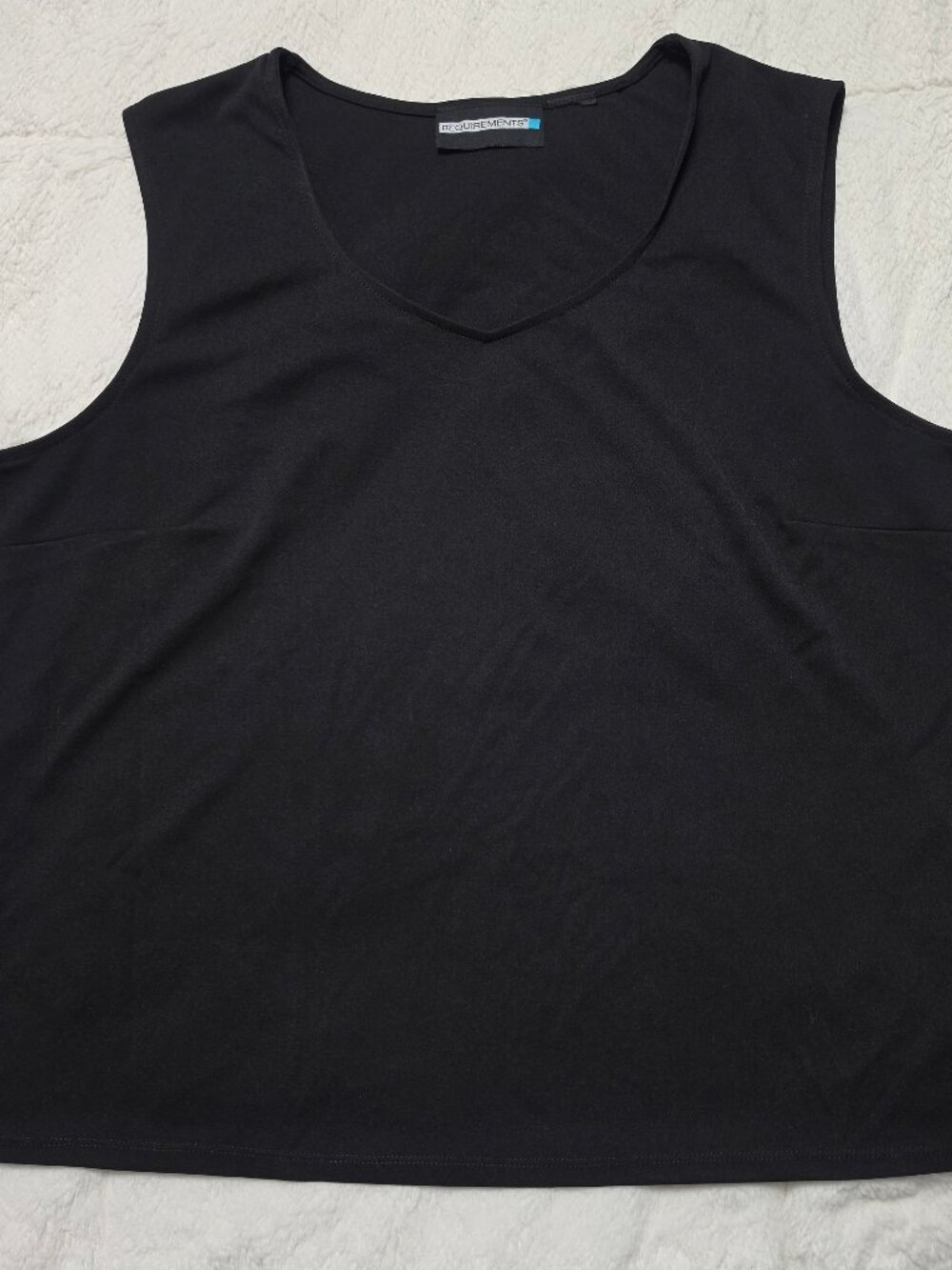 Requirements Womens Black Sleeveless V-Neck Tank Top Blouse Shell No Tag